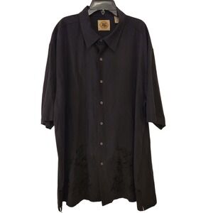 Pusser's West Indies Black Silk Cotton Blend Short Sleeve Button Up Shirt XXL